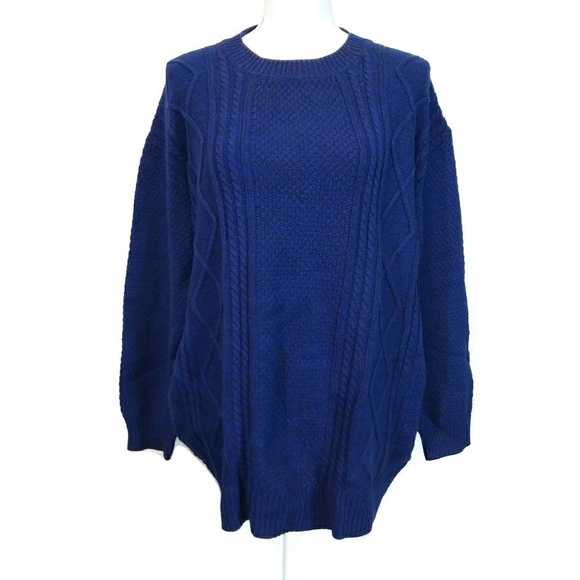 UO BDG Blue Medium Knitted Patch Elbow Sweater - Picture 2 of 6